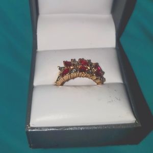 925 R sterling silver ruby and diamond ring size 8